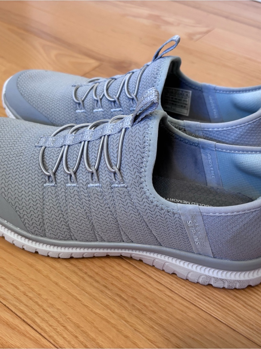 Skechers Light Gray Knit Slip-On Sneakers, 7.5